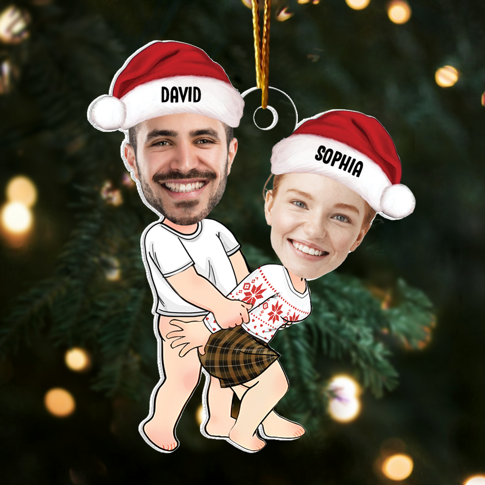 Custom Face Photo Personalized Acrylic Ornament For Couple