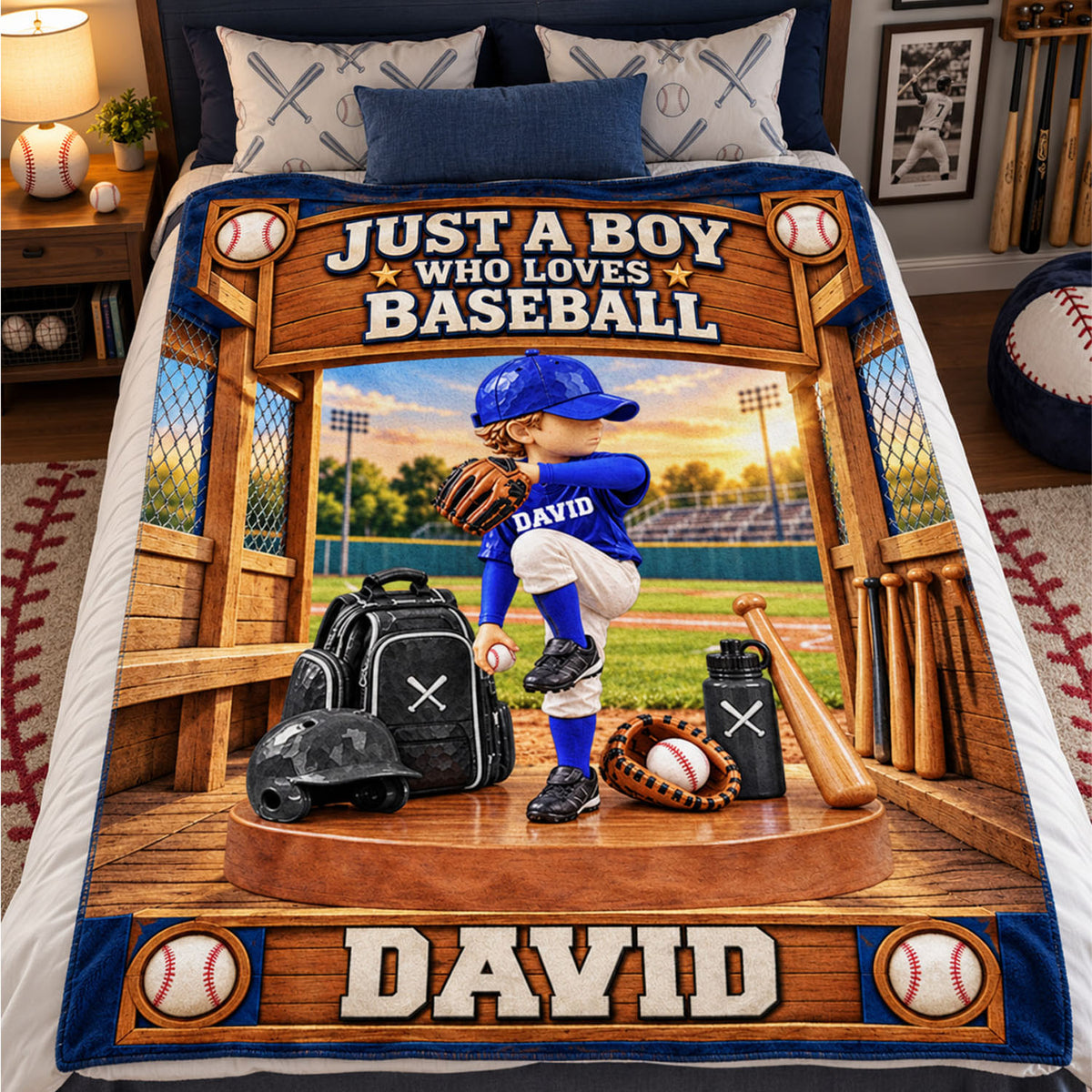 Just A Boy Who Loves Baseball, Personalized Baseball Blanket, Custom Player Name Gift, Gift For Baseball Players C2408 Nh00