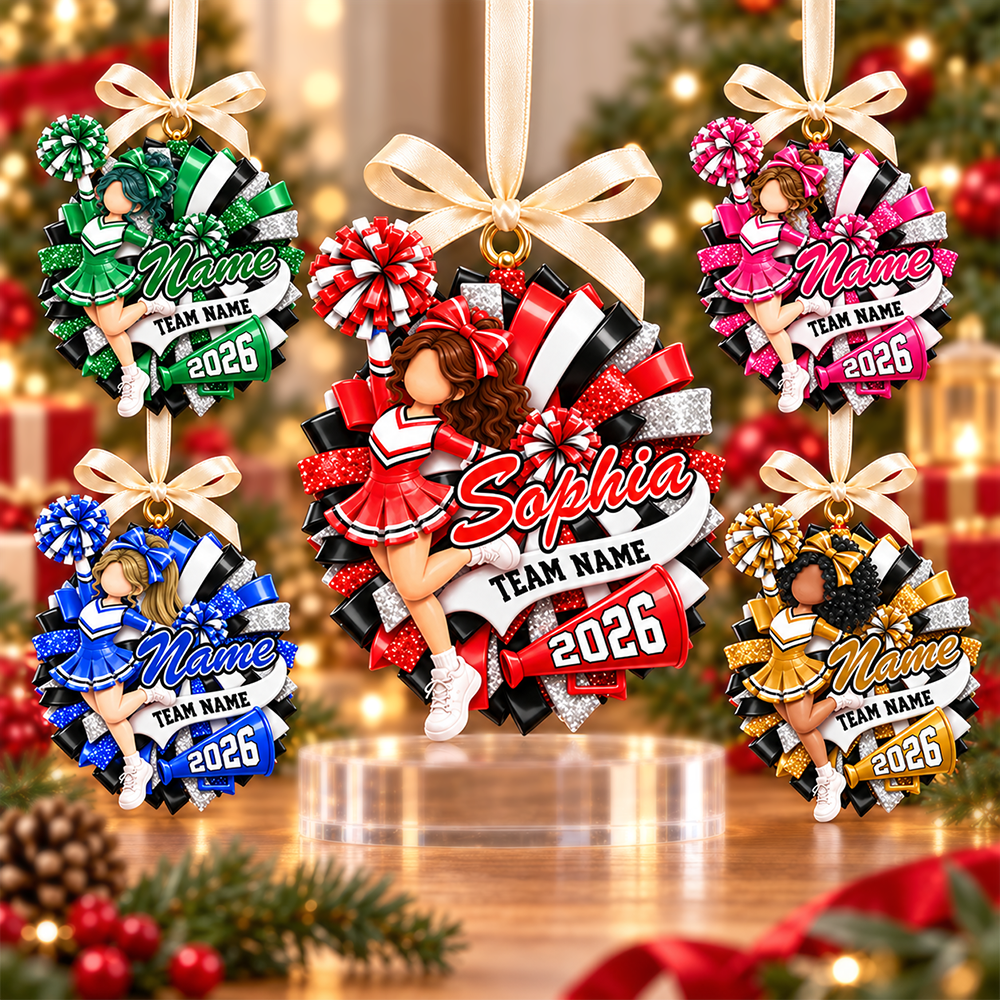 Custom Cheerleader Acrylic Ornament,  Cheerleading Christmas, Cheer Team Gift L0411 Hv01