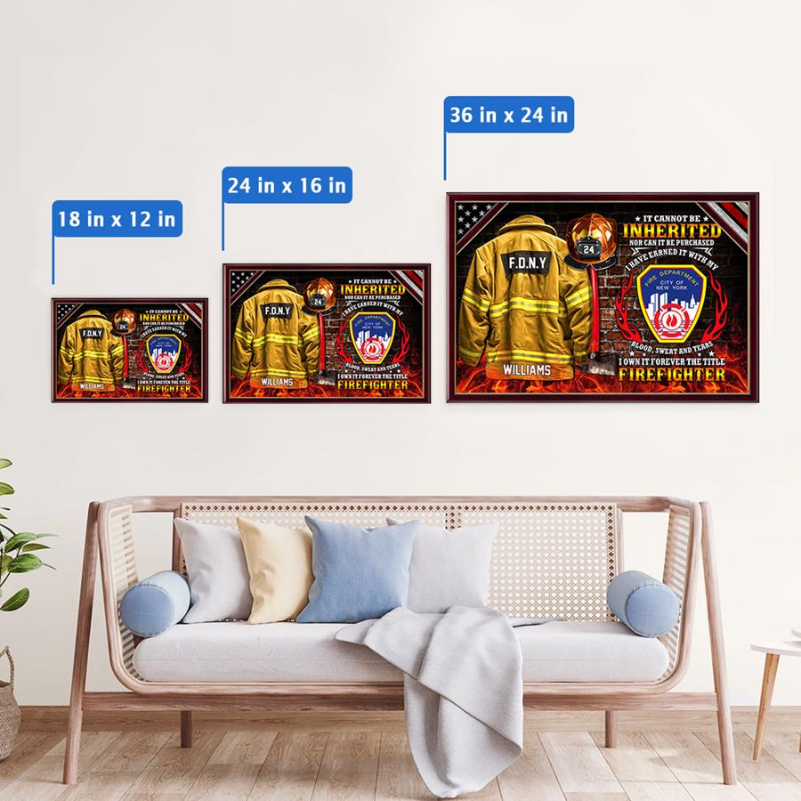It Cannot Be Inherited Firefighter Armor Clothes And Helmet Custom Poster Canvas Gift For Firefighter H2511 Trna