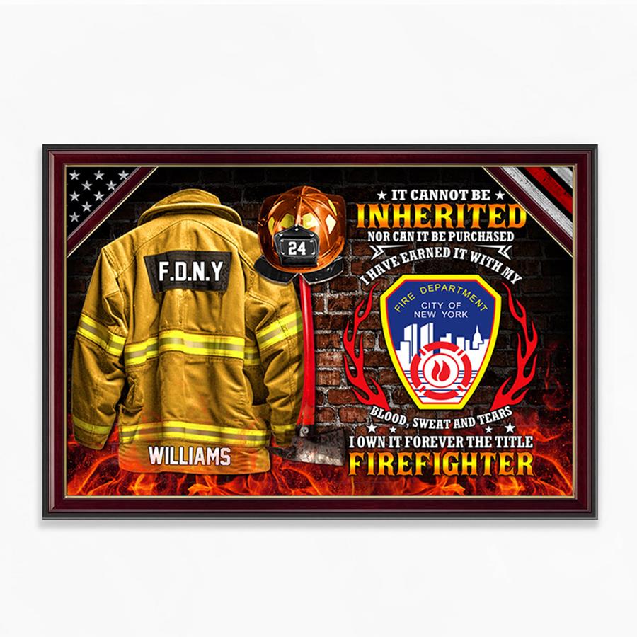 It Cannot Be Inherited Firefighter Armor Clothes And Helmet Custom Poster Canvas Gift For Firefighter H2511 Trna