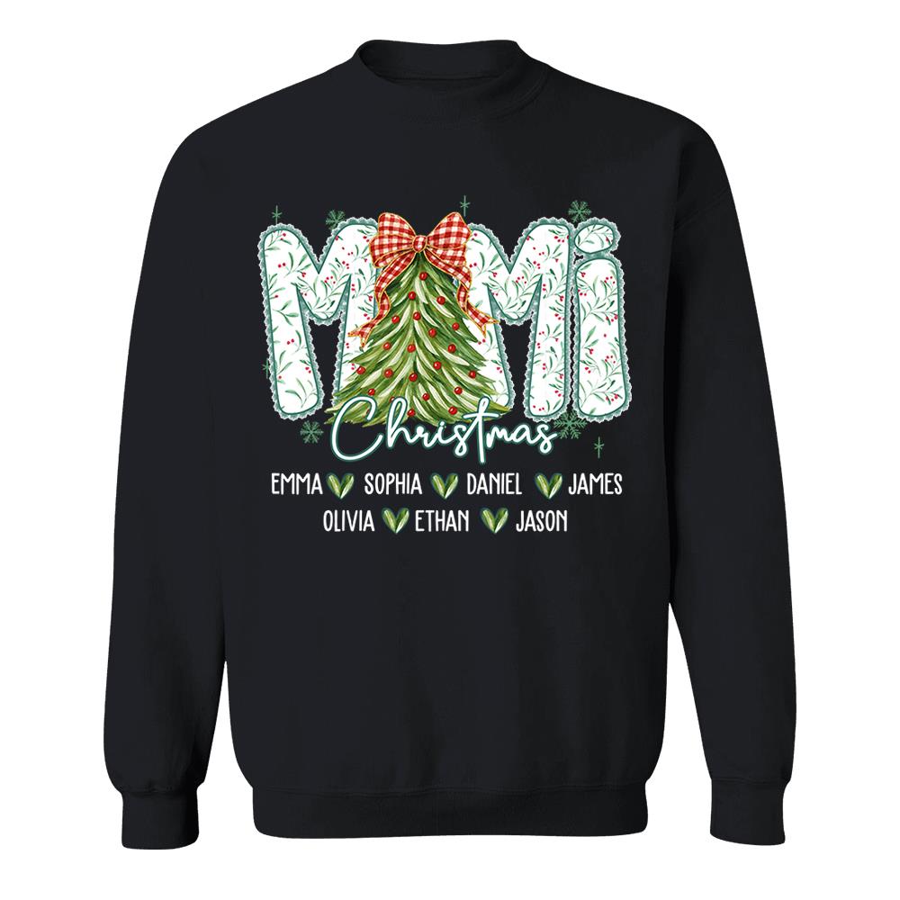 Christmas Tree Mimi Sweatshirt, Custom Family Name for Grandma And Kids Na02