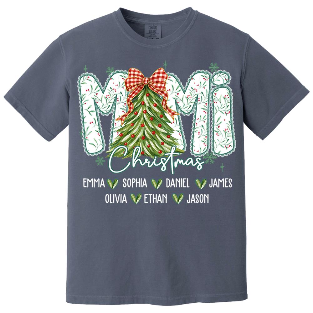 Christmas Tree Mimi Sweatshirt, Custom Family Name for Grandma And Kids Na02