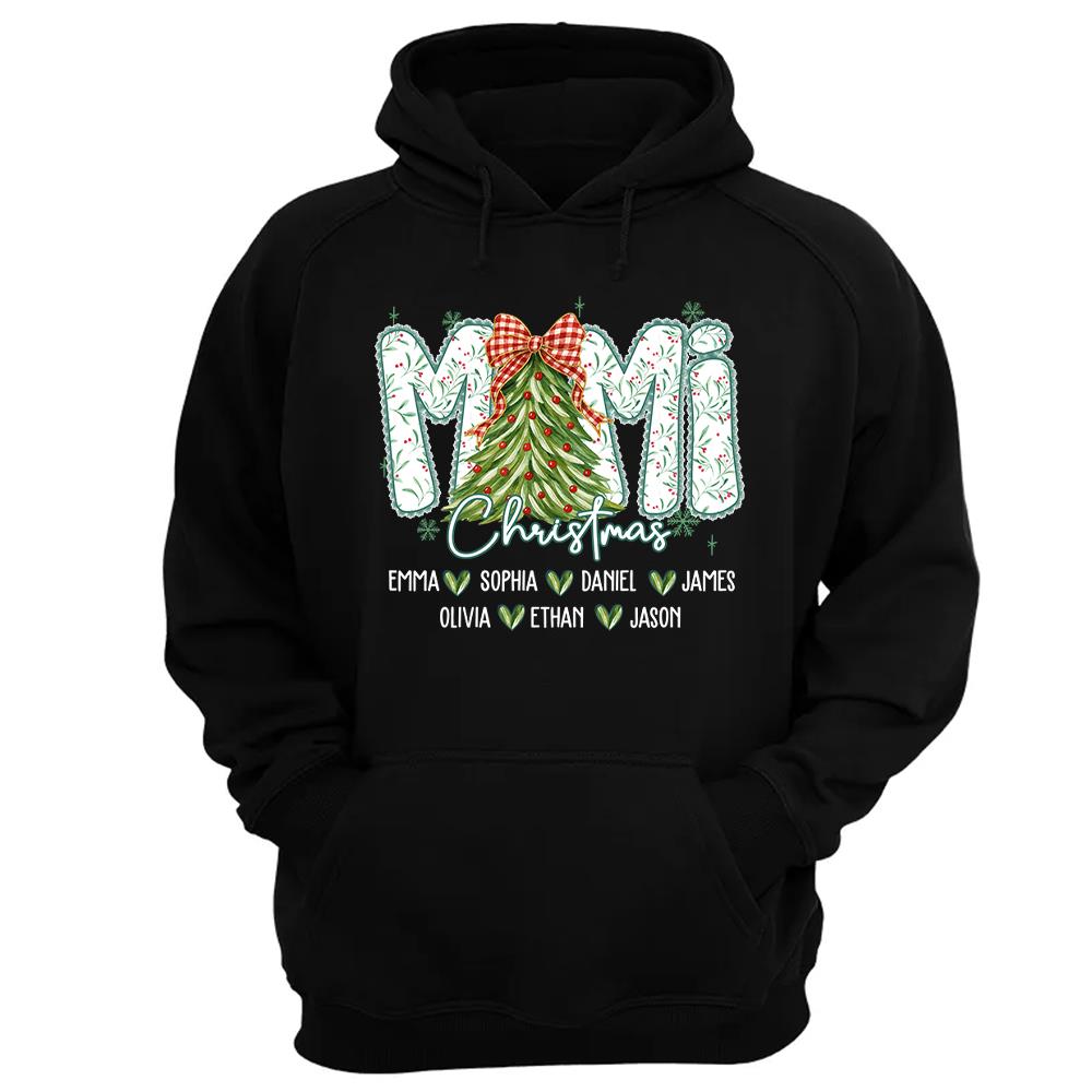 Christmas Tree Mimi Sweatshirt, Custom Family Name for Grandma And Kids Na02