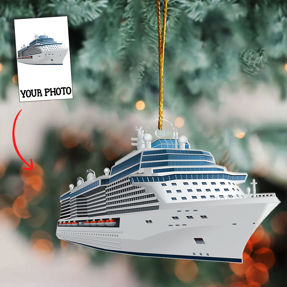 Custom Name Cruise Ship Motor Boat Gift for Sea Lover Car Hanging Ornament - Personalized Photo Acrylic Ornament