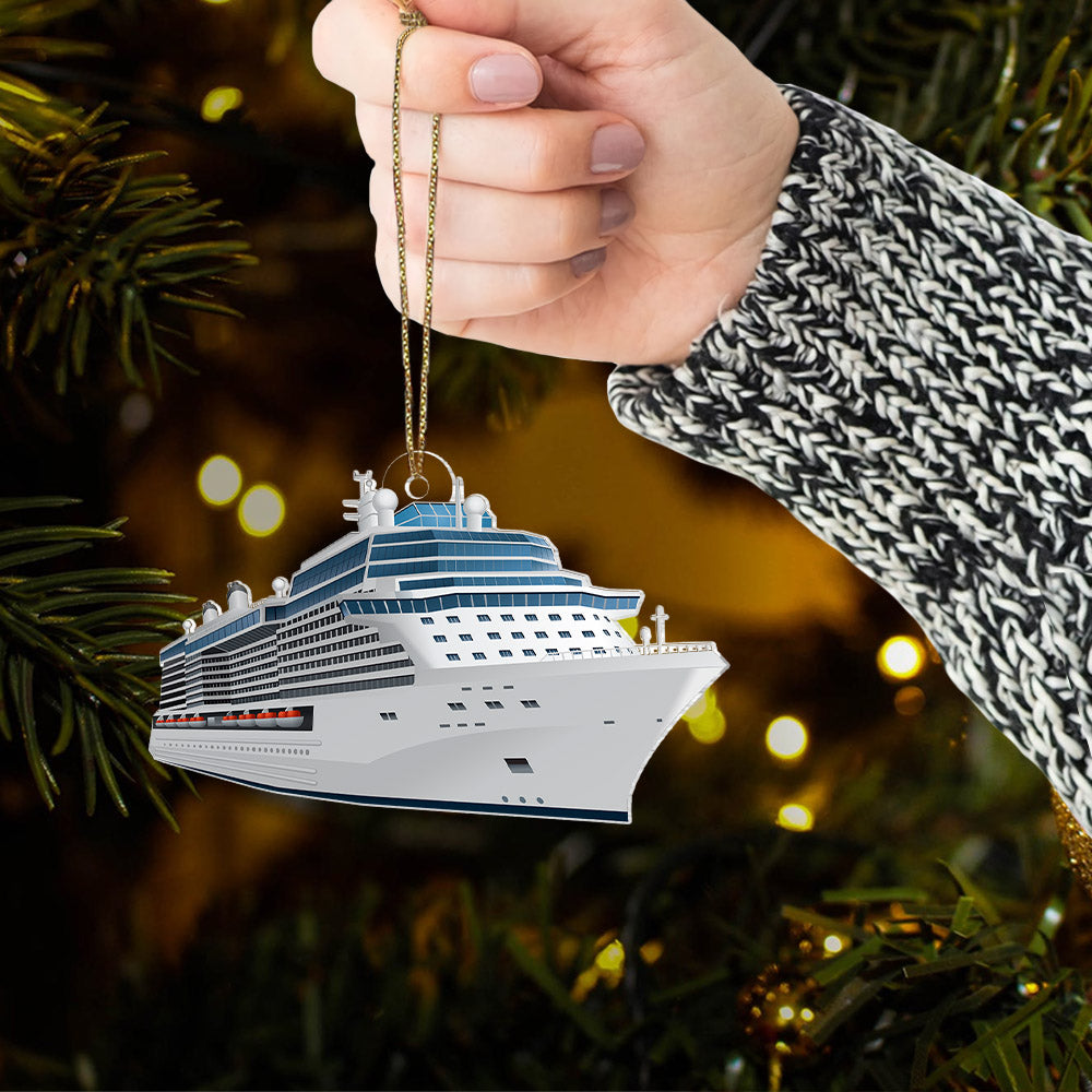 Custom Name Cruise Ship Motor Boat Gift for Sea Lover Car Hanging Ornament - Personalized Photo Acrylic Ornament