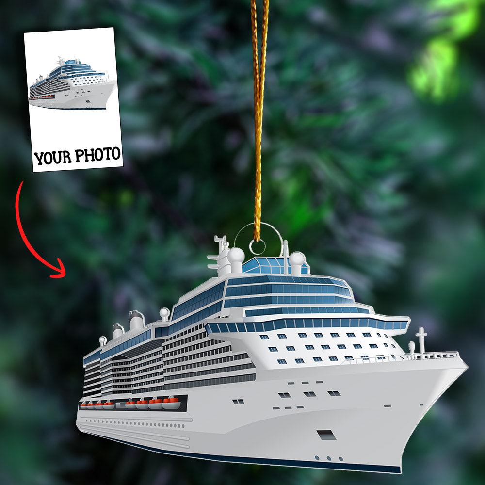 Custom Name Cruise Ship Motor Boat Gift for Sea Lover Car Hanging Ornament - Personalized Photo Acrylic Ornament