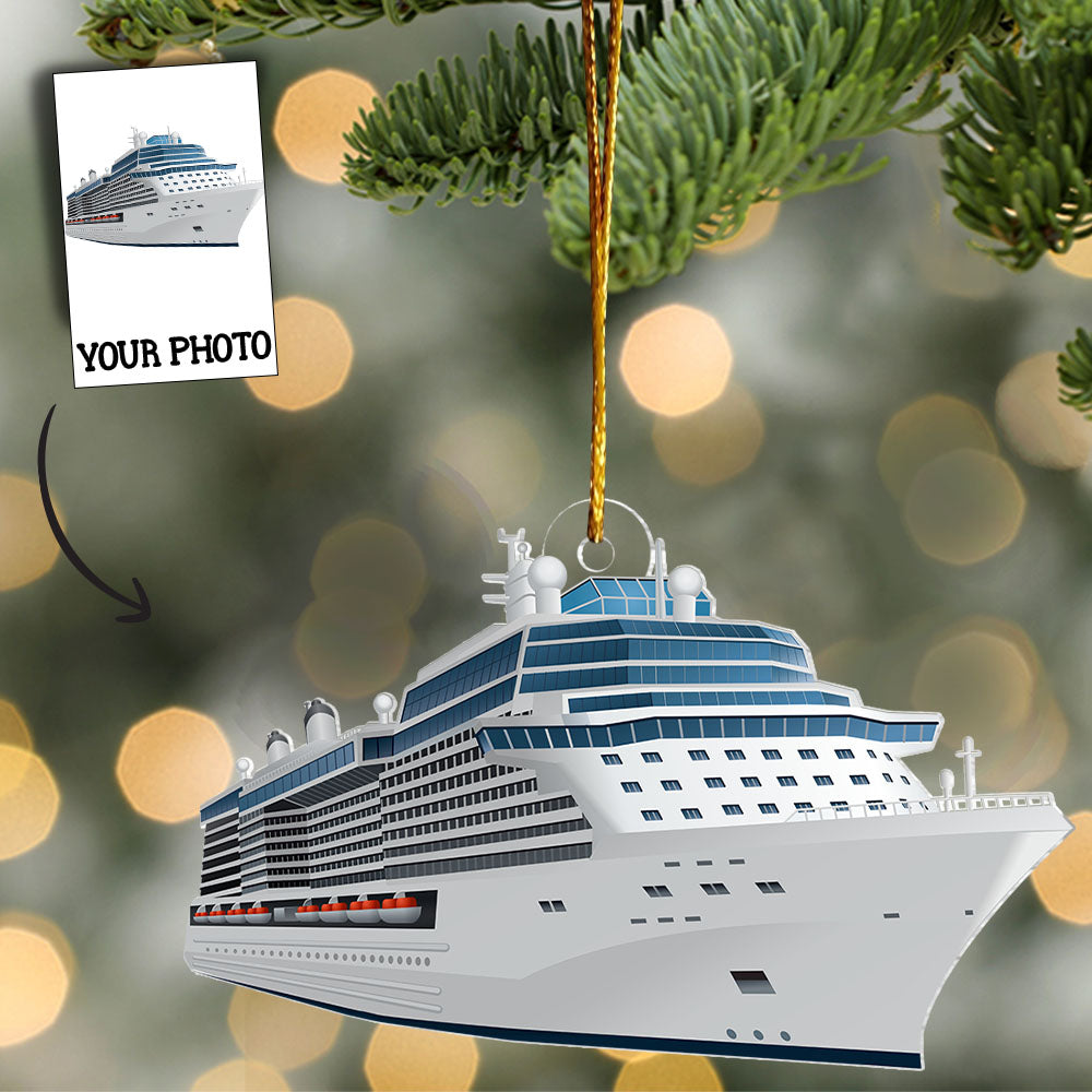 Custom Name Cruise Ship Motor Boat Gift for Sea Lover Car Hanging Ornament - Personalized Photo Acrylic Ornament