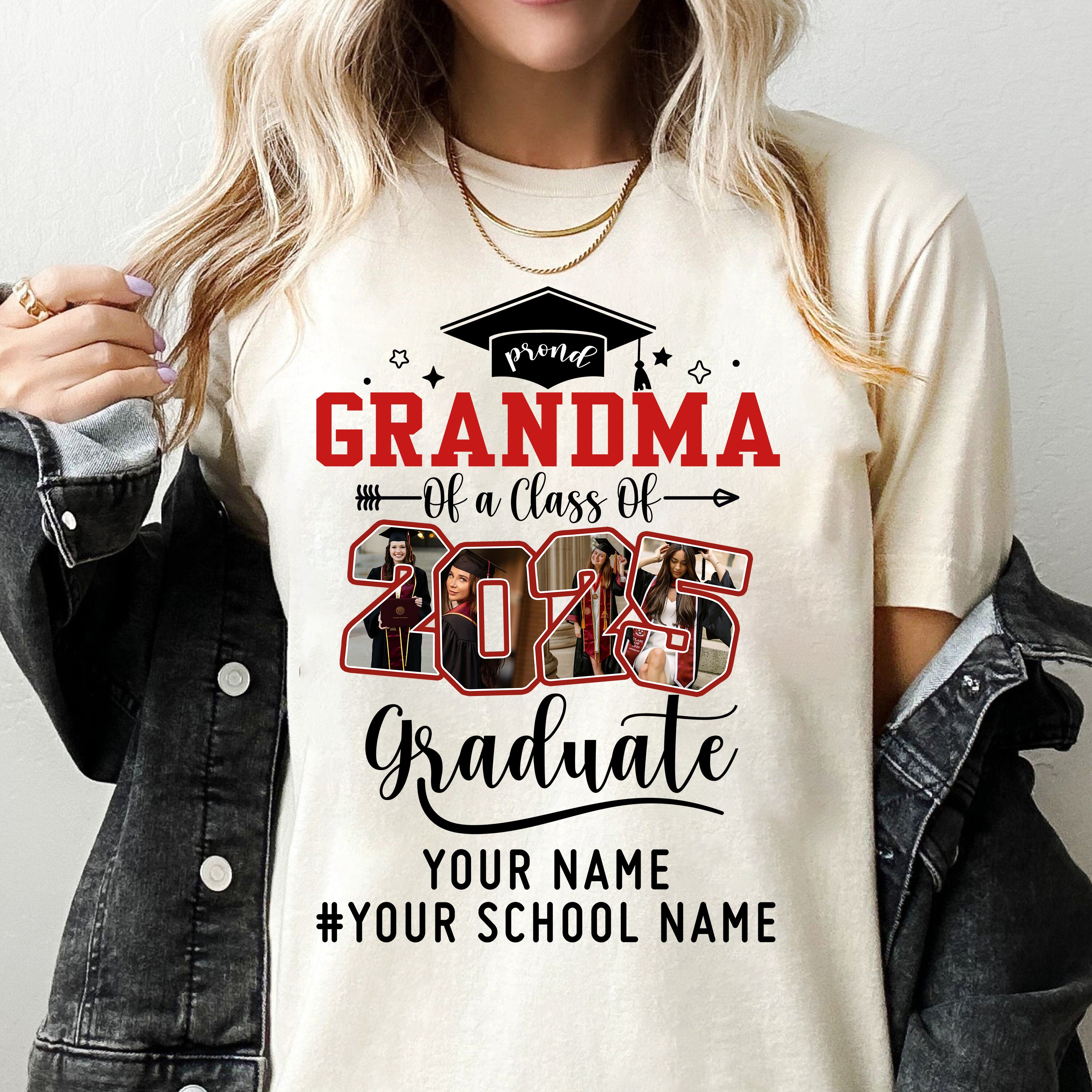 Proud Grandma Of A Class Of 2025 Graduate Shirt, Custom Graduate Family Shirt, Perfect Customized Graduation Gift - Graduate, Family, Funny YN1302 Tm01