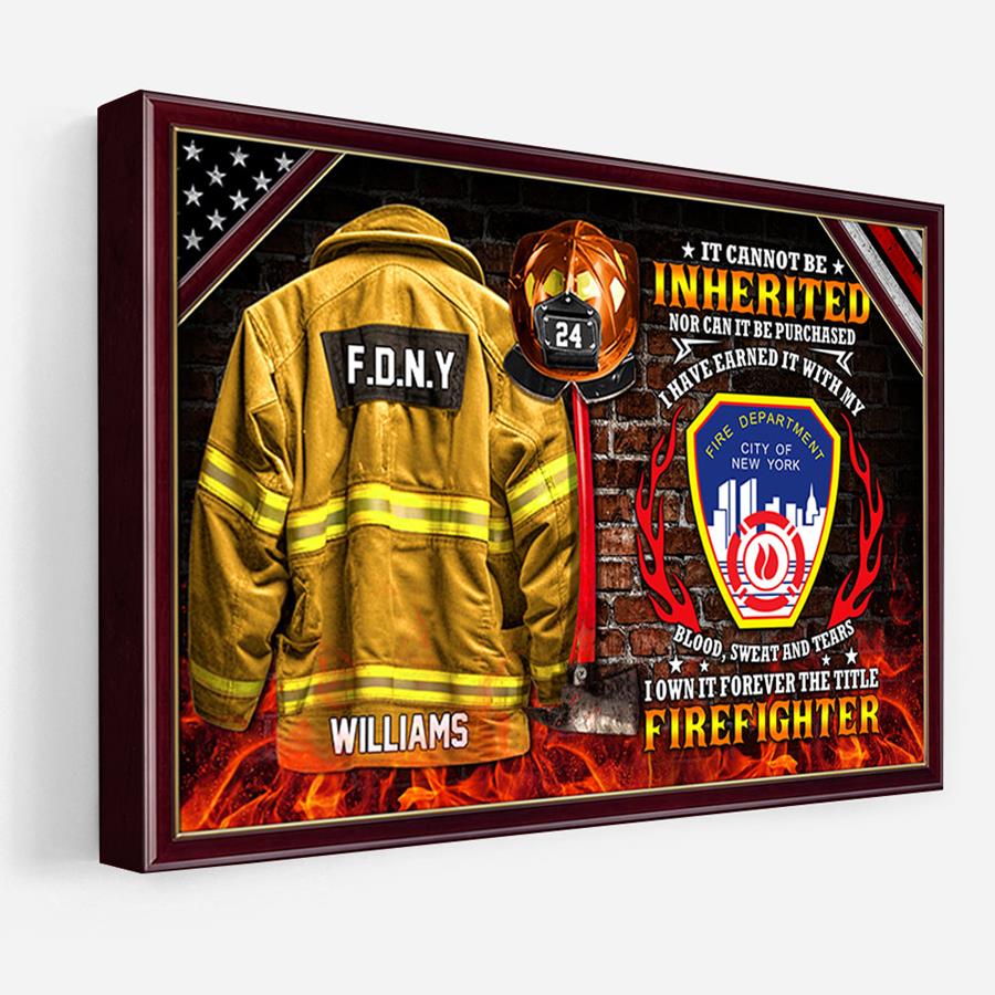 It Cannot Be Inherited Firefighter Armor Clothes And Helmet Custom Poster Canvas Gift For Firefighter H2511 Trna