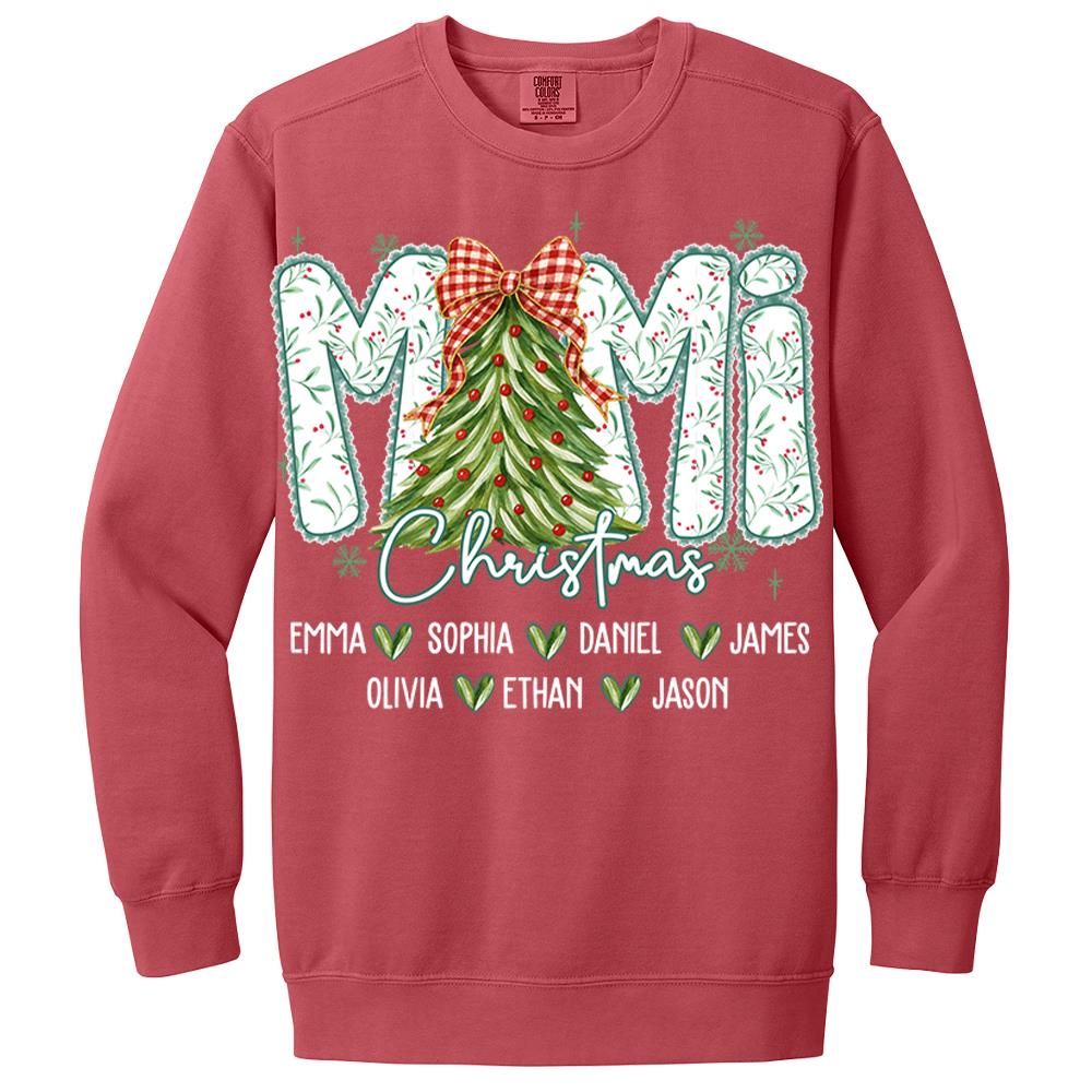 Christmas Tree Mimi Sweatshirt, Custom Family Name for Grandma And Kids Na02