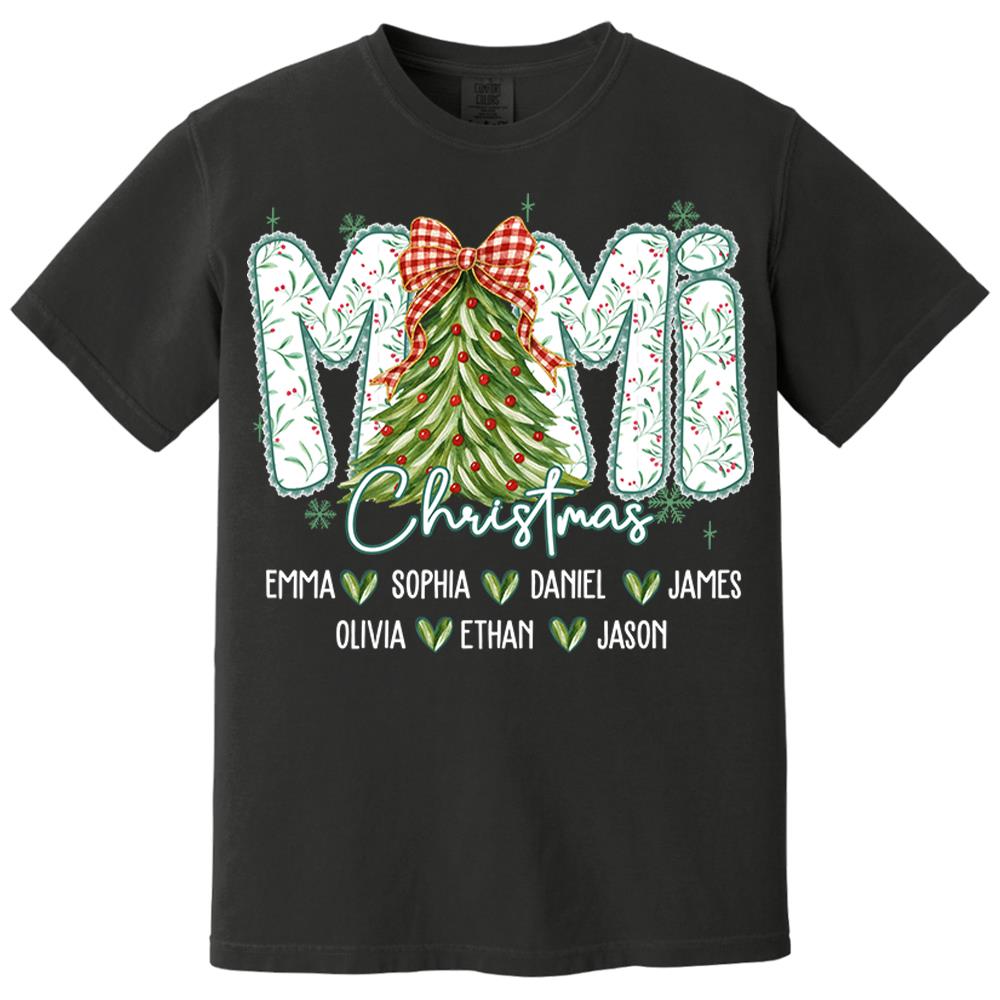 Christmas Tree Mimi Sweatshirt, Custom Family Name for Grandma And Kids Na02