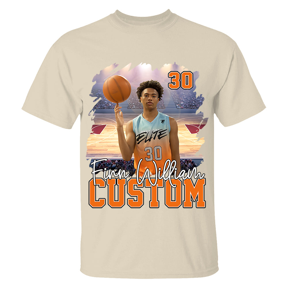 Custom Photo Basketball Player And Team Name Shirt - Personalized Photo Sports Shirt