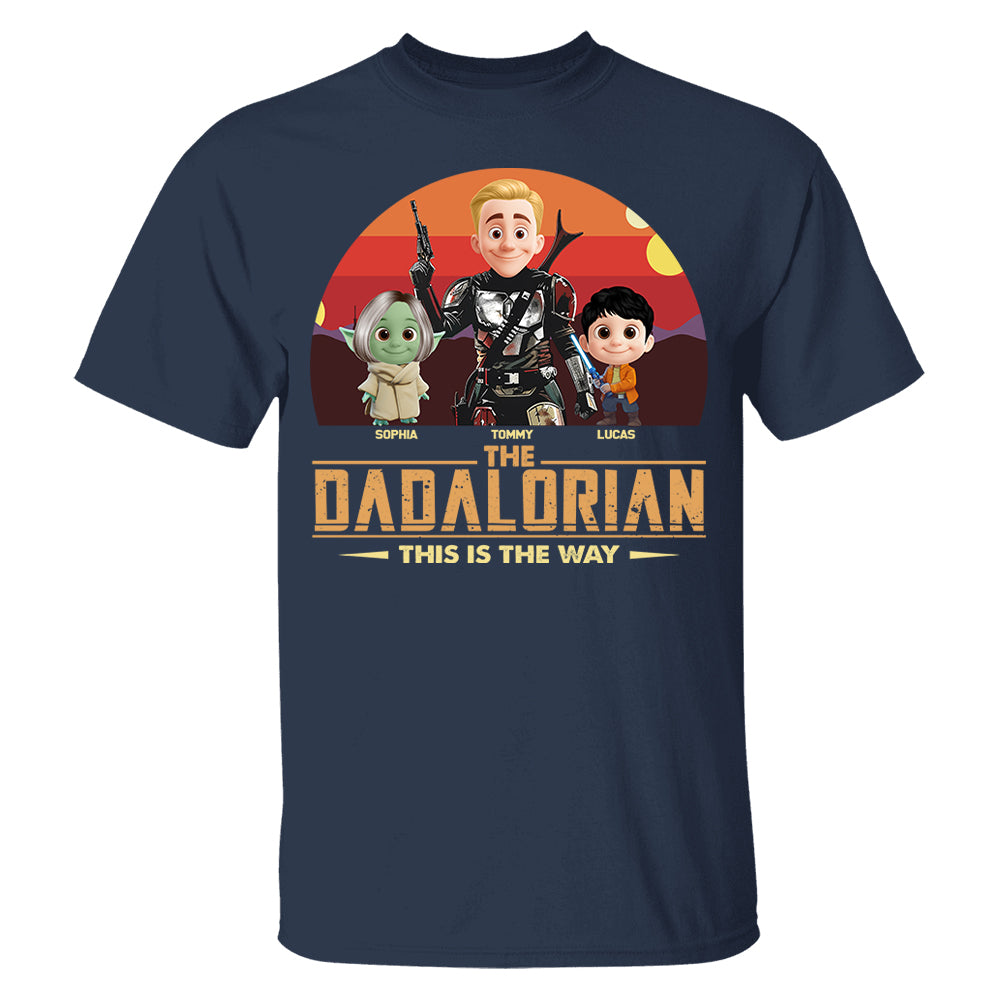 The Dadalorian This Is The Way, Personalized Tatooine Sunset Background Shirt Gift For Dad T1807 PT99