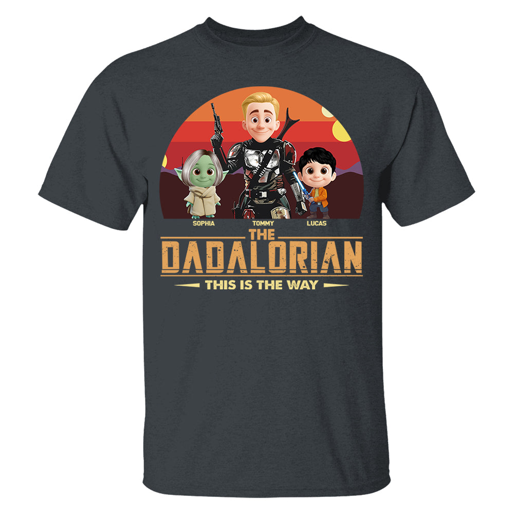 The Dadalorian This Is The Way, Personalized Tatooine Sunset Background Shirt Gift For Dad T1807 PT99