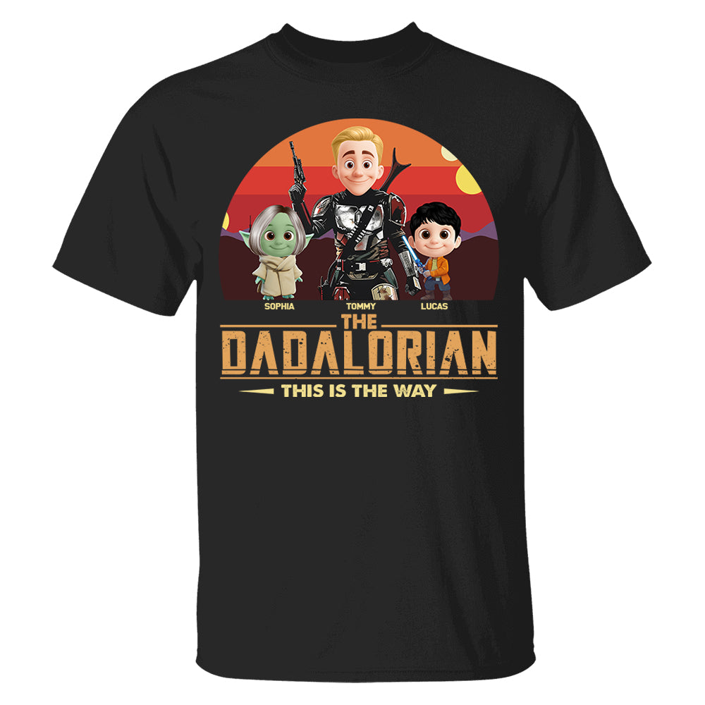 The Dadalorian This Is The Way, Personalized Tatooine Sunset Background Shirt Gift For Dad T1807 PT99