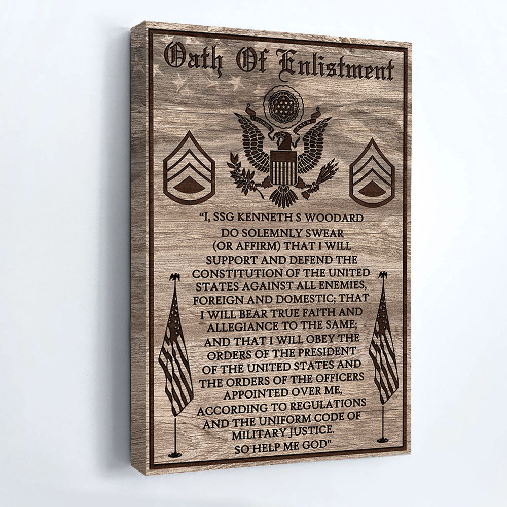 Military Oath Of Enlistment Custom Poster Canvas Gift For Military Retirement US Veteran Dad Grandpa H2511