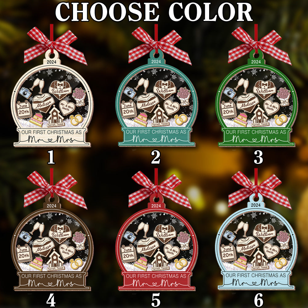 Our First Christmas Married Ornament 2024, Wedding Shaker Ornament, Engaged Christmas Ornament - HH0511 Do99