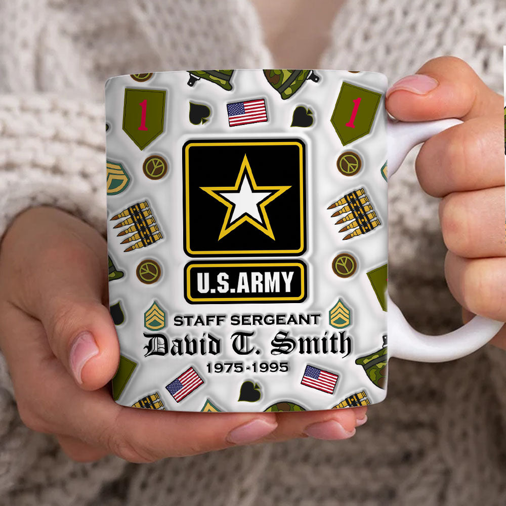 Custom All Branches Division Rank US Military Veteran 3D Inflated Effect Mug H2511