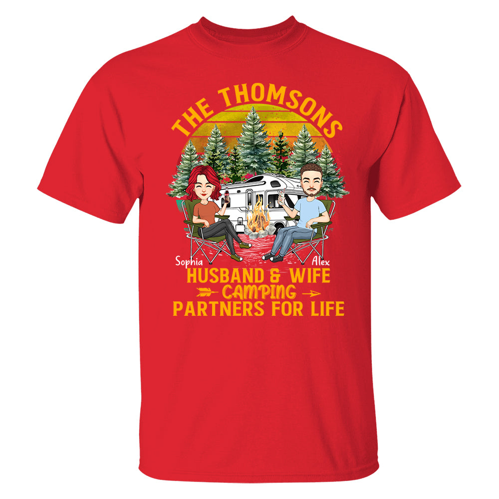 Husband & Wife Camping -  Anniversary, Vacation, Funny Gift For Campers - Personalized Custom Shirt Couples Na04 Tu20