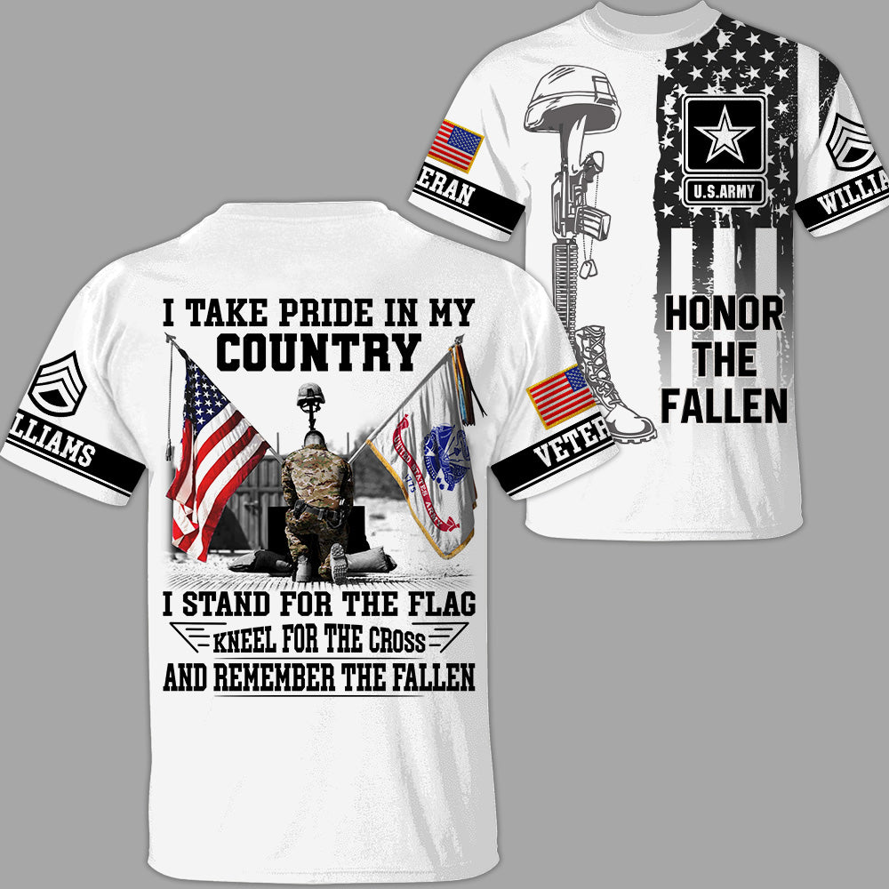 I Take Pride In My Coutry I Stand For The Flag Kneel For The Cross And Remember The Fallen Custom All Over Print Shirt For Veteran H2511