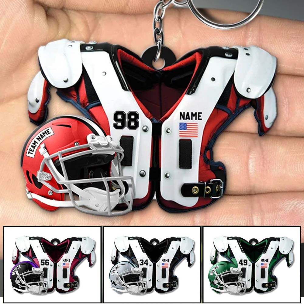 American Football Shoulder Pads Helmet Personalized Acrylic Keychain For Football Lovers