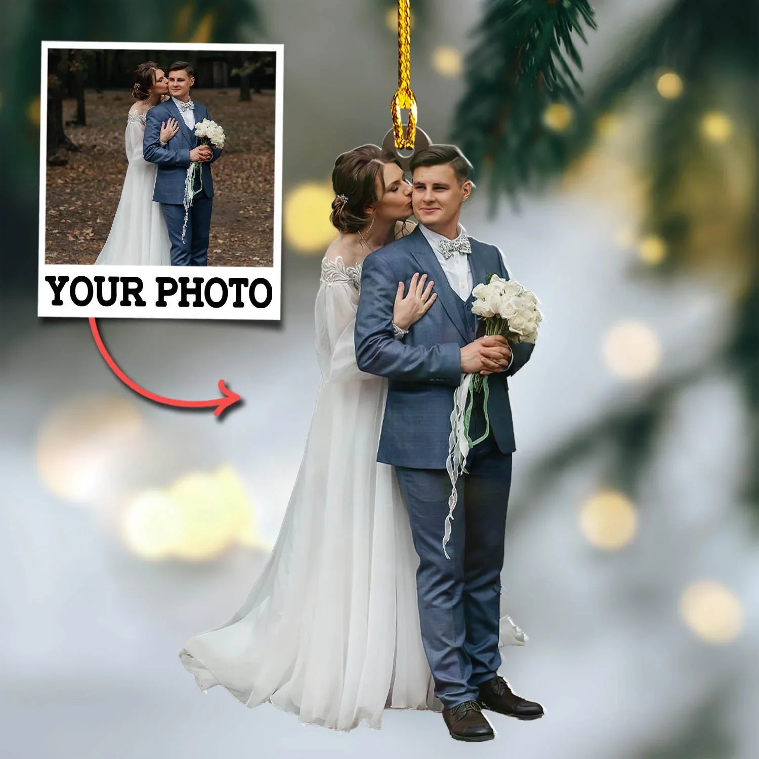 Personalized - Photo Background Removal - Custom Ornament From Photo - Wedding Ornament - Couple Photo Gifts, Valentine's Day Gifts