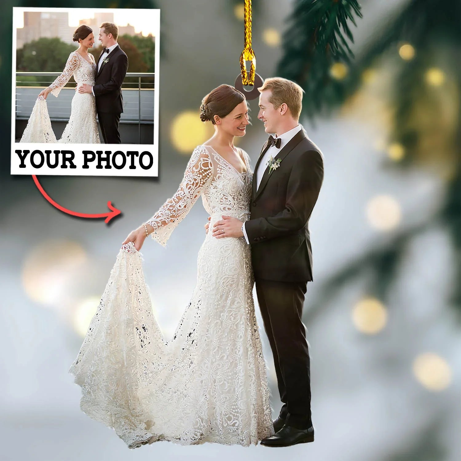 Personalized - Photo Background Removal - Custom Ornament From Photo - Wedding Ornament - Couple Photo Gifts, Valentine's Day Gifts