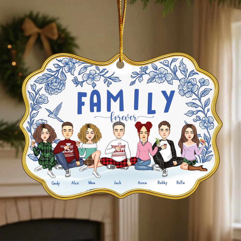 Personalized Toile De Jouy Style Acrylic Medallion Ornament - Family Forever Gift For Loved One Nh00