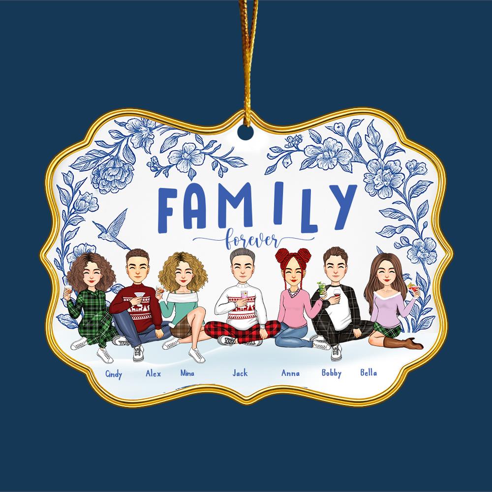 Personalized Toile De Jouy Style Acrylic Medallion Ornament - Family Forever Gift For Loved One Nh00