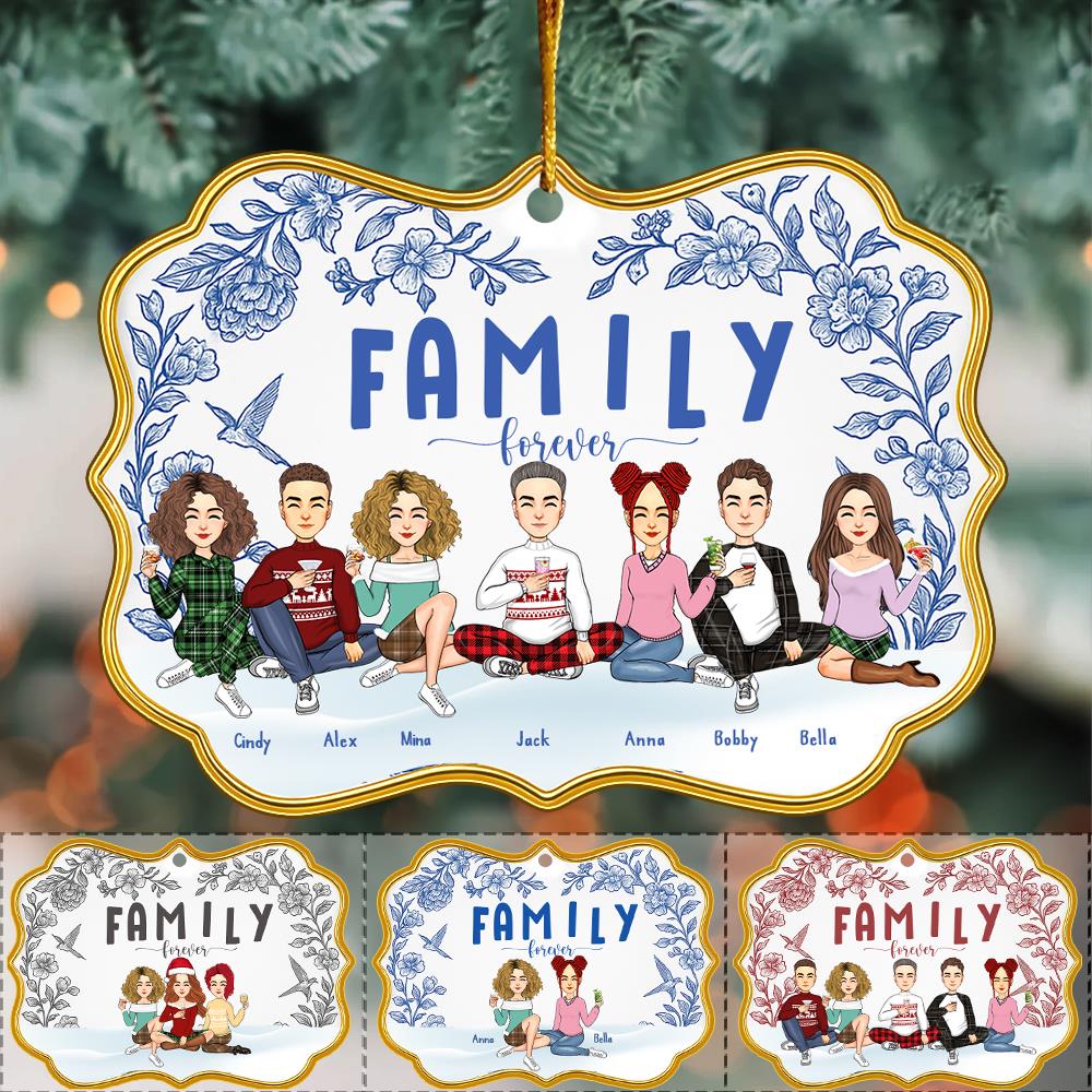 Personalized Toile De Jouy Style Acrylic Medallion Ornament - Family Forever Gift For Loved One Nh00