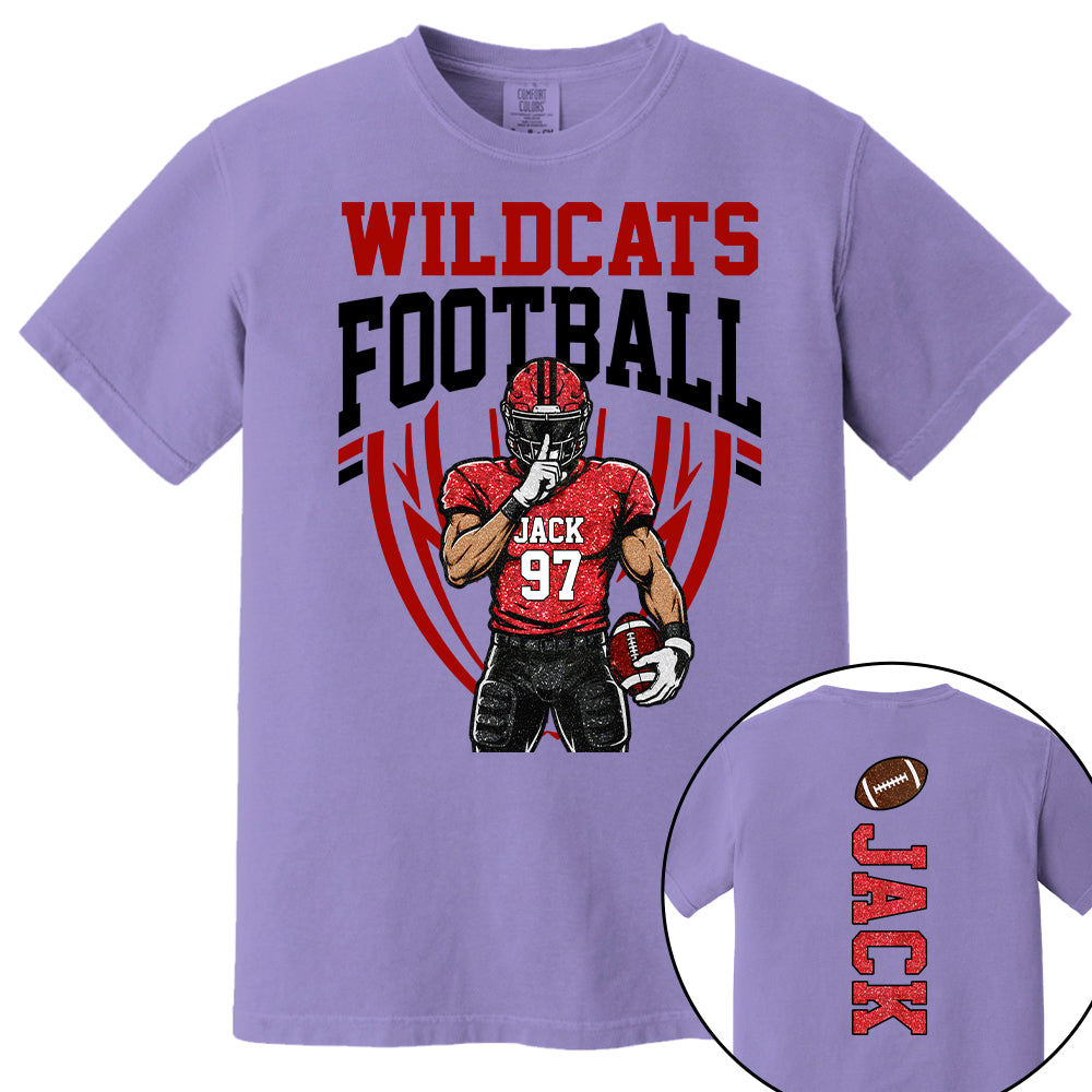Custom Football Team Name & Number Shirt Football Mom Shirt Football Team Shirt Game Day Shirt Gift for Mom High School Football Cheer Shirt Vr2