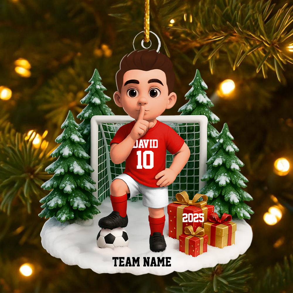 Christmas Soccer Player - Personalized Acrylic Ornament - Gift For Soccer Players, School Soccer Team Tu24 Hv01