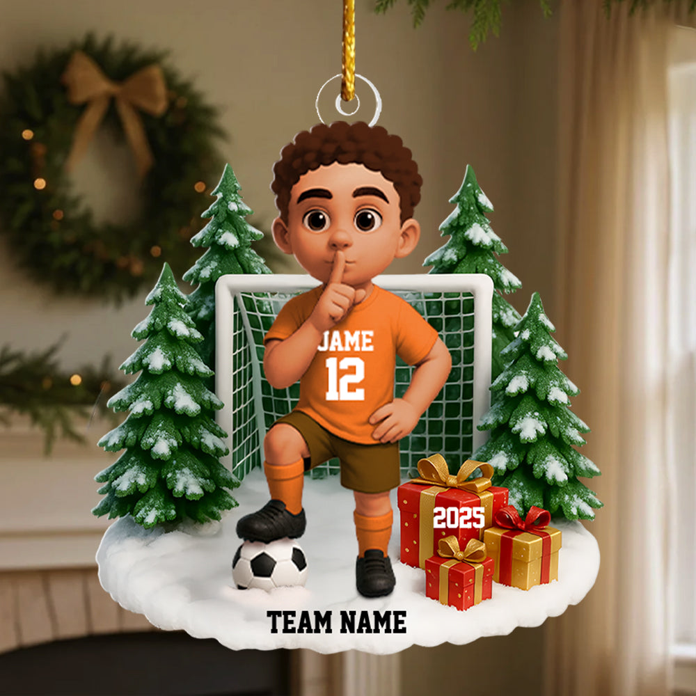 Christmas Soccer Player - Personalized Acrylic Ornament - Gift For Soccer Players, School Soccer Team Tu24 Hv01