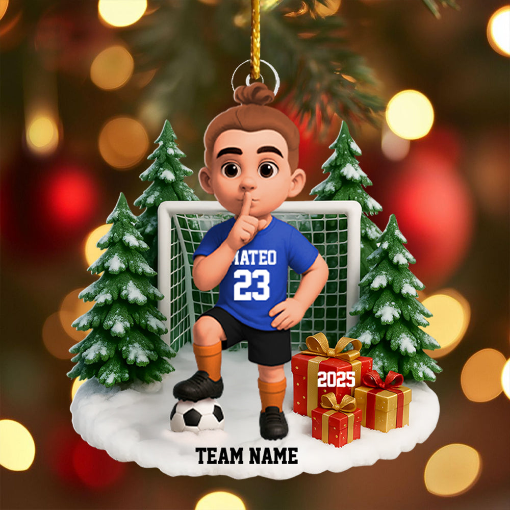 Christmas Soccer Player - Personalized Acrylic Ornament - Gift For Soccer Players, School Soccer Team Tu24 Hv01