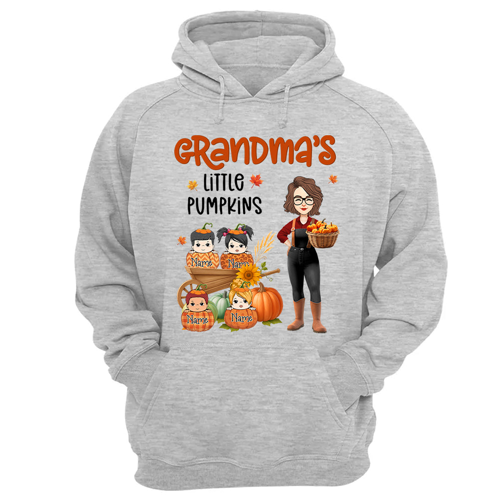 Grandma's Little Pumpkins Love Nana Life Kids, Grandkids Names - Personalized Shirt For Grandma Nh00