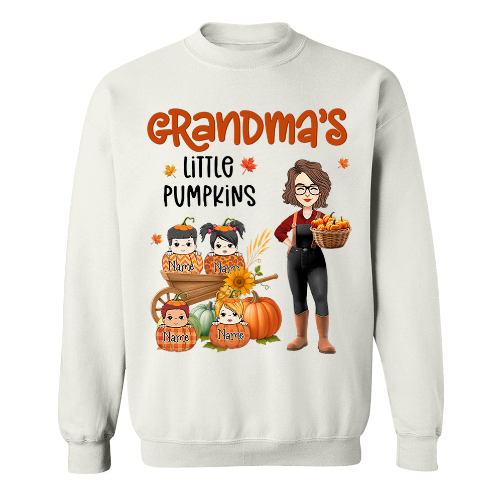 Grandma's Little Pumpkins Love Nana Life Kids, Grandkids Names - Personalized Shirt For Grandma Nh00