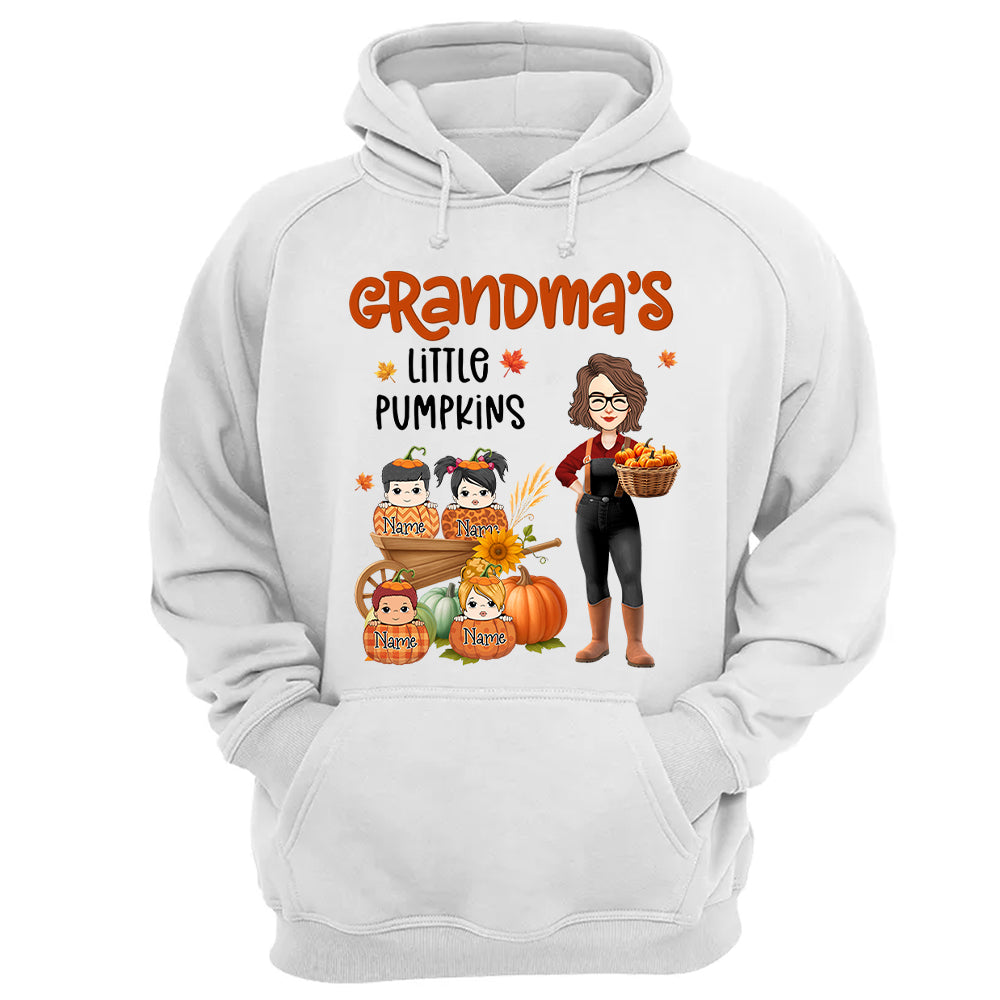 Grandma's Little Pumpkins Love Nana Life Kids, Grandkids Names - Personalized Shirt For Grandma Nh00