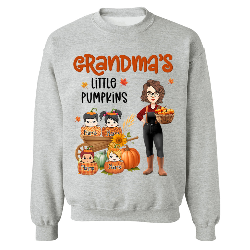 Grandma's Little Pumpkins Love Nana Life Kids, Grandkids Names - Personalized Shirt For Grandma Nh00