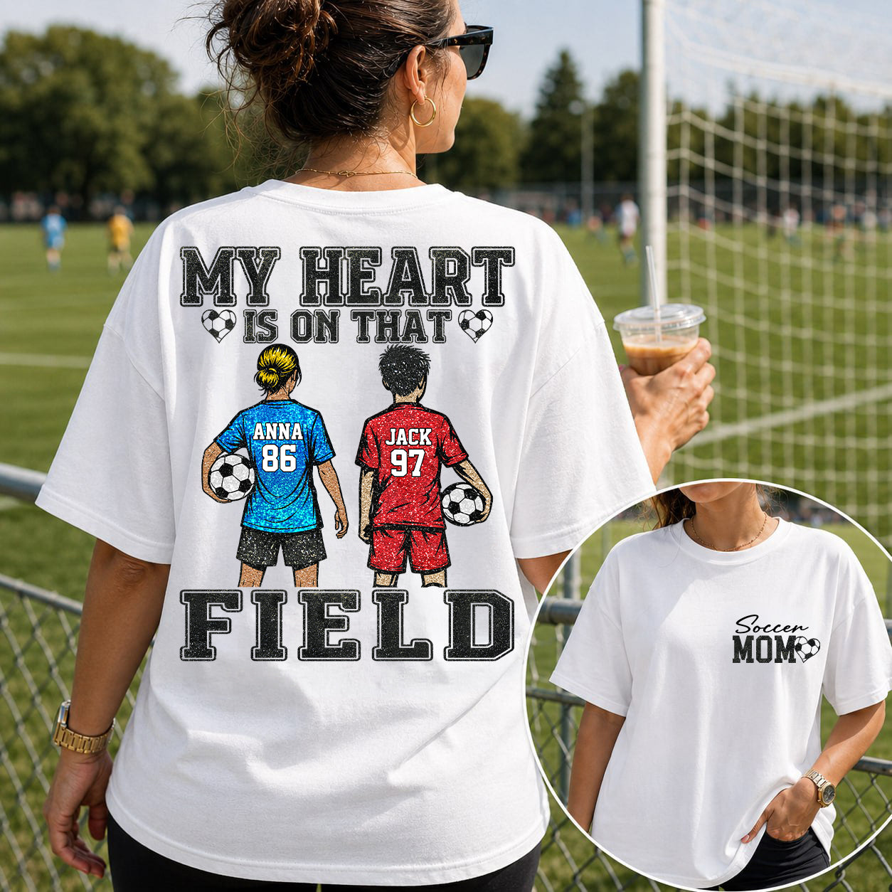 My Heart Is On That Field , Personalized Kids Name Number Soccer Shirt, Game Day Mom Gift Na02 T24