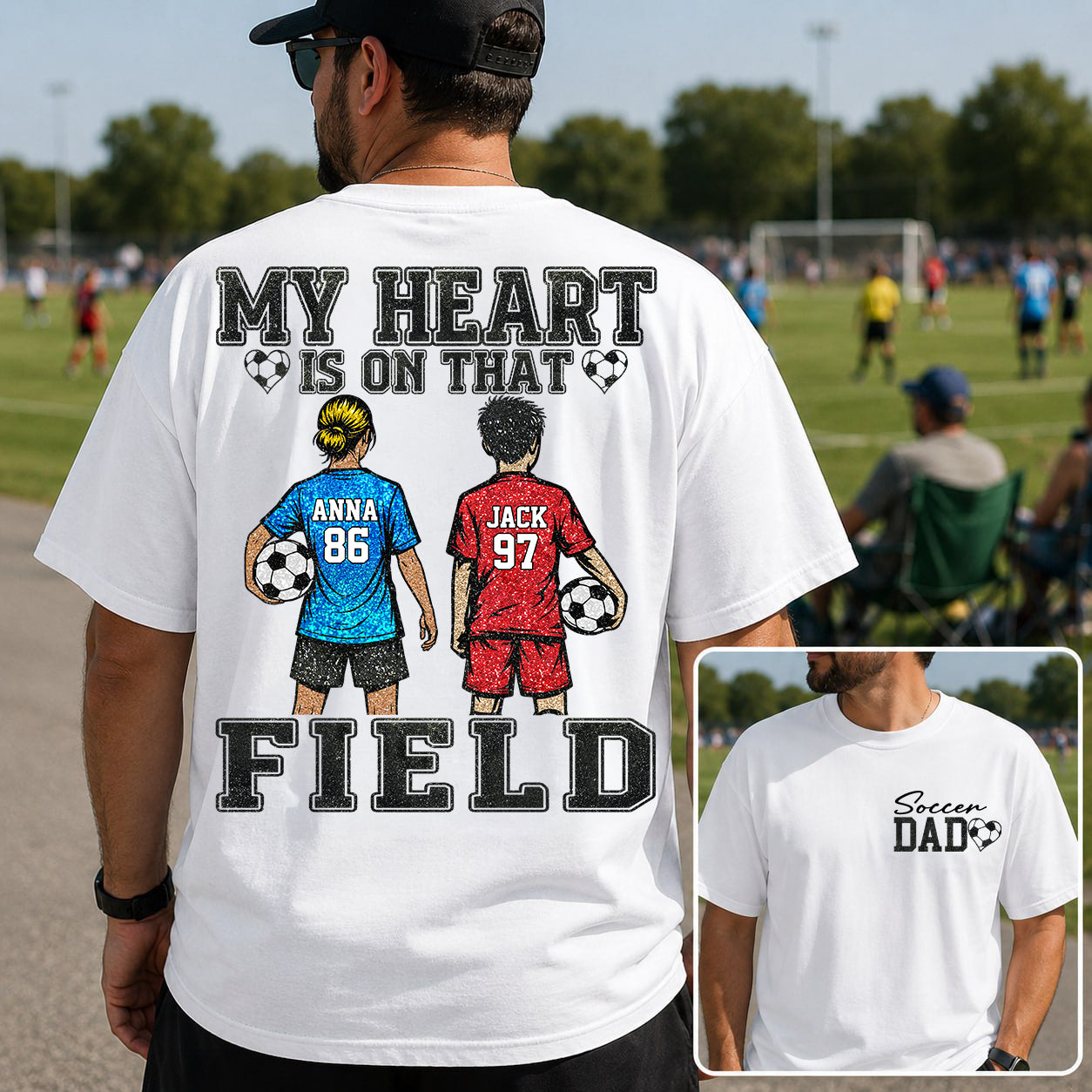 My Heart Is On That Field , Personalized Kids Name Number Soccer Shirt, Game Day Mom Gift Na02 T24
