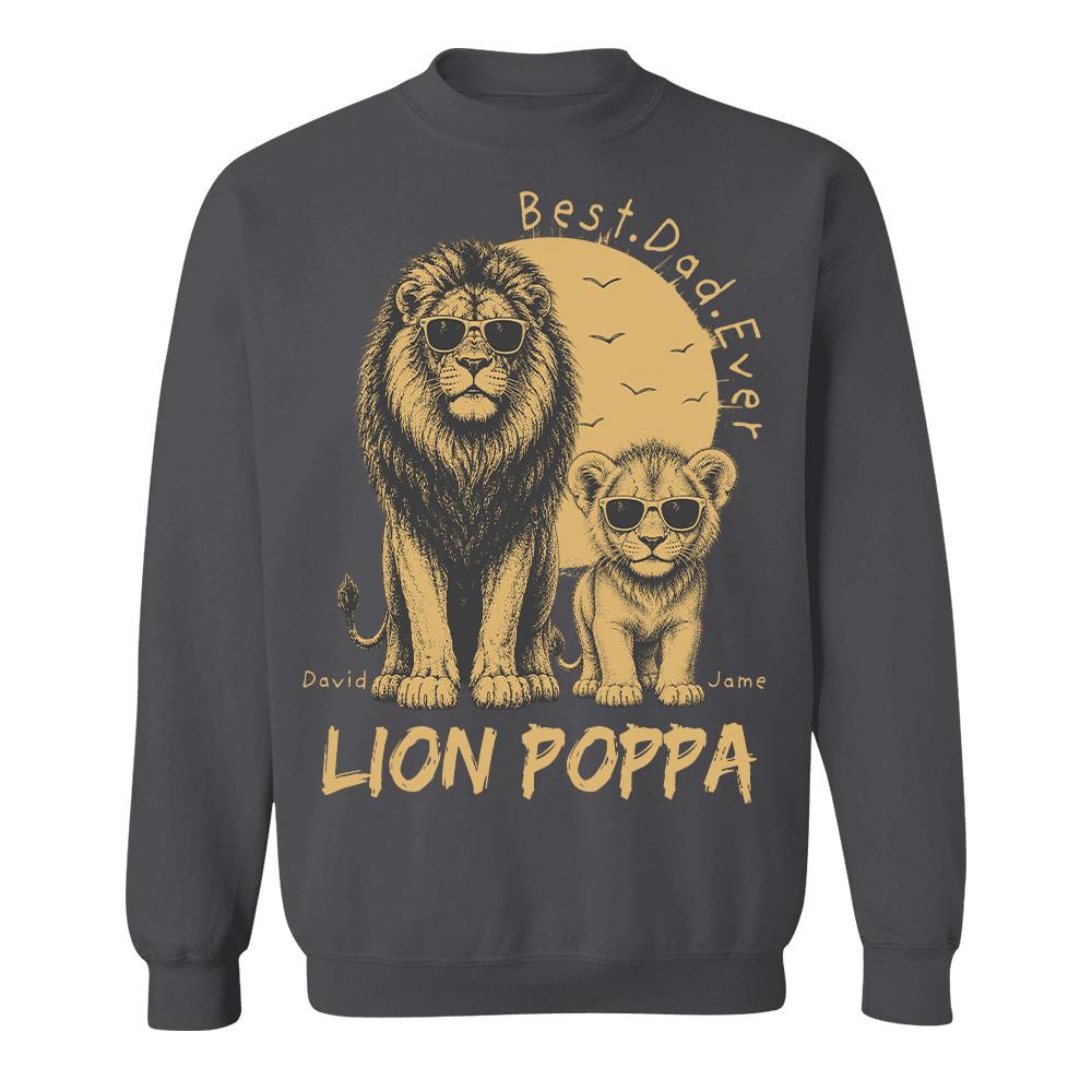 Retro Vintage Lion Dad And Kids Daddy Protector - Personalized Shirt - Cool Father's Day Gift For Dad, Husband Hv01