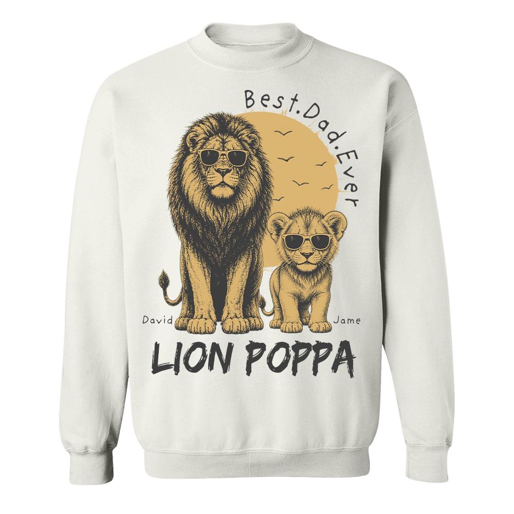 Retro Vintage Lion Dad And Kids Daddy Protector - Personalized Shirt - Cool Father's Day Gift For Dad, Husband Hv01