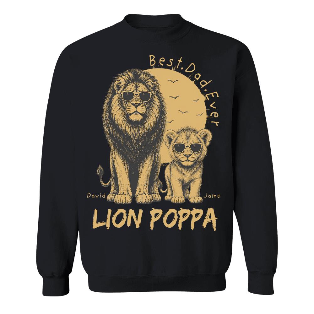 Retro Vintage Lion Dad And Kids Daddy Protector - Personalized Shirt - Cool Father's Day Gift For Dad, Husband Hv01