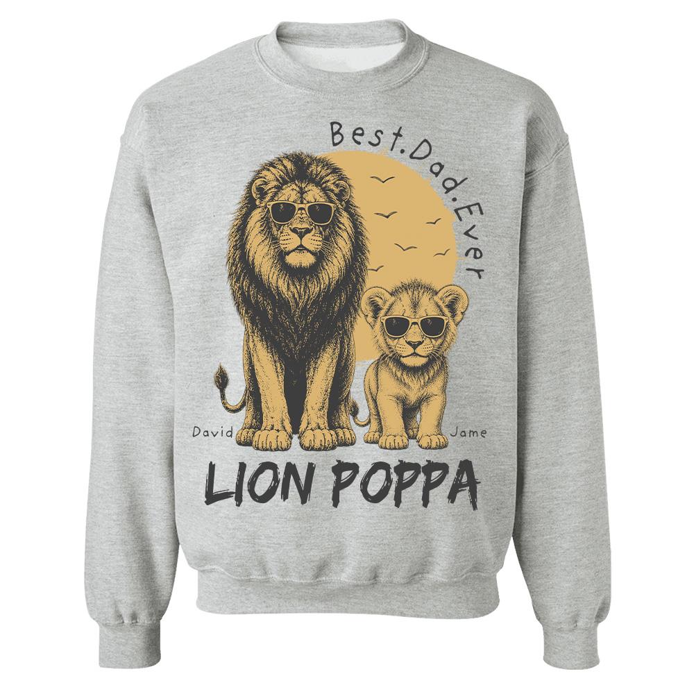 Retro Vintage Lion Dad And Kids Daddy Protector - Personalized Shirt - Cool Father's Day Gift For Dad, Husband Hv01