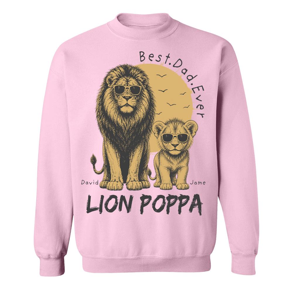 Retro Vintage Lion Dad And Kids Daddy Protector - Personalized Shirt - Cool Father's Day Gift For Dad, Husband Hv01
