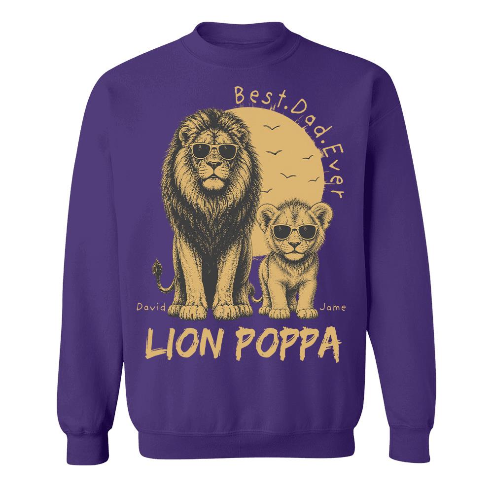 Retro Vintage Lion Dad And Kids Daddy Protector - Personalized Shirt - Cool Father's Day Gift For Dad, Husband Hv01