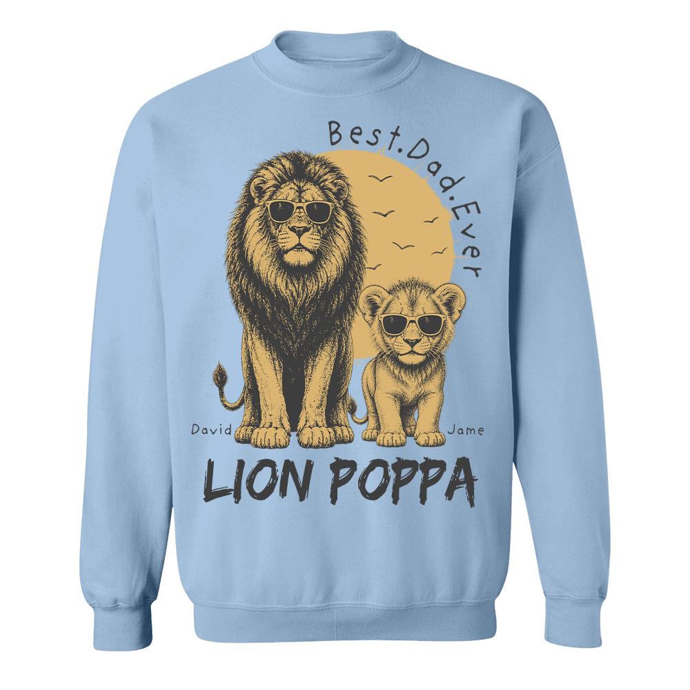 Retro Vintage Lion Dad And Kids Daddy Protector - Personalized Shirt - Cool Father's Day Gift For Dad, Husband Hv01