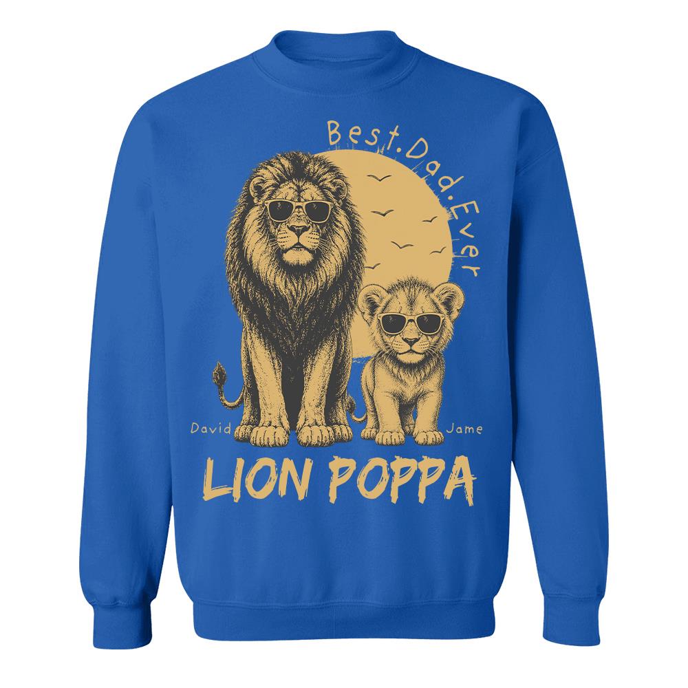 Retro Vintage Lion Dad And Kids Daddy Protector - Personalized Shirt - Cool Father's Day Gift For Dad, Husband Hv01