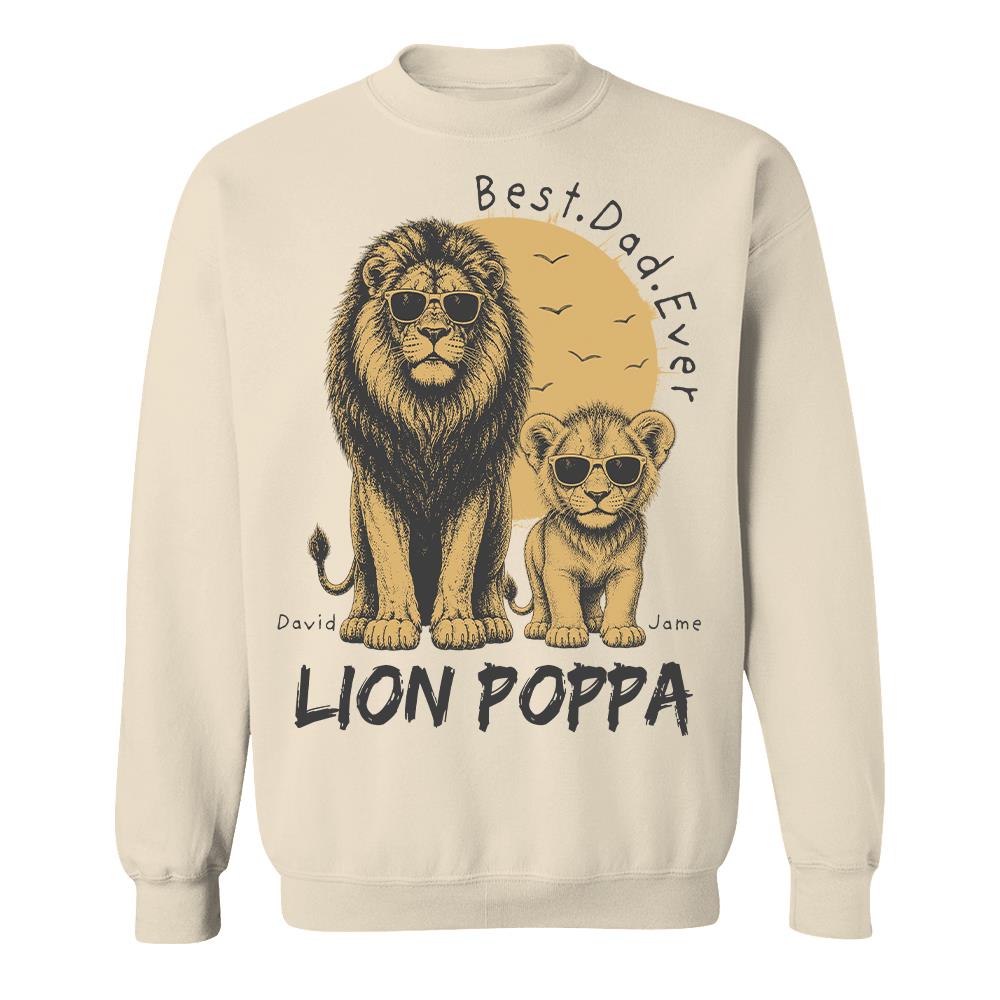 Retro Vintage Lion Dad And Kids Daddy Protector - Personalized Shirt - Cool Father's Day Gift For Dad, Husband Hv01